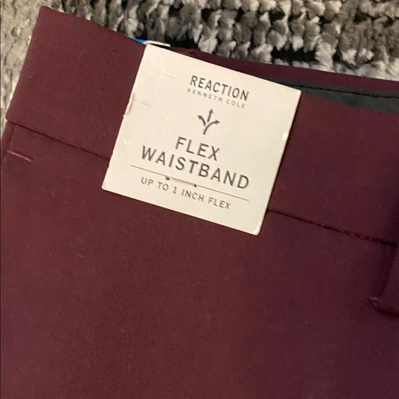 New Men’s Reaction by Kenneth Cole Dress Pants Deep Wine 36 x 30 - Picture 2 of 6